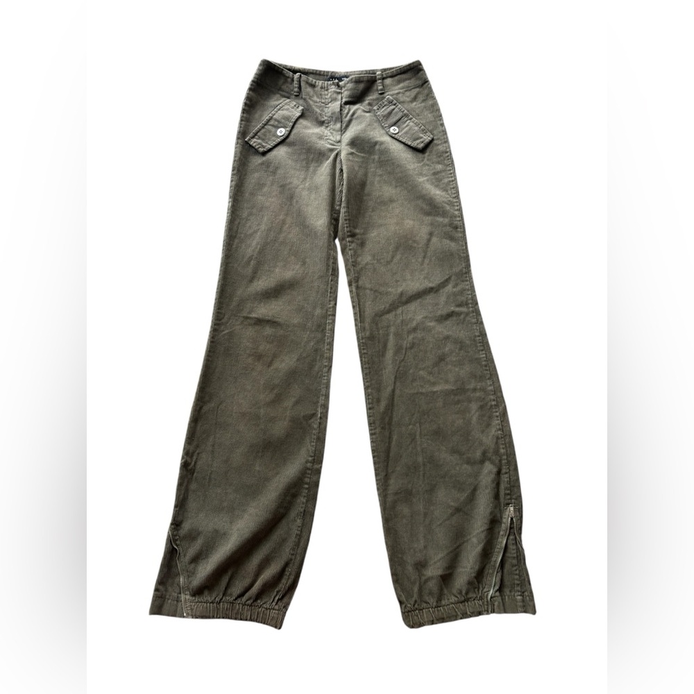 Sasch Green Wide Leg Pants Relaxed Fit. Made in Italy. 100 % cotton